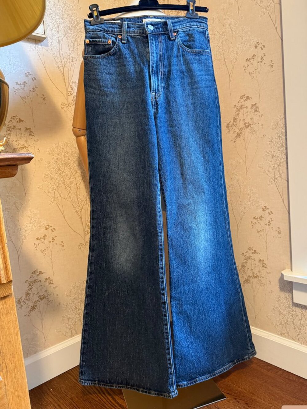 Levi's Ribcage Wide Leg High Rise Denim Jeans Blue W28 L32